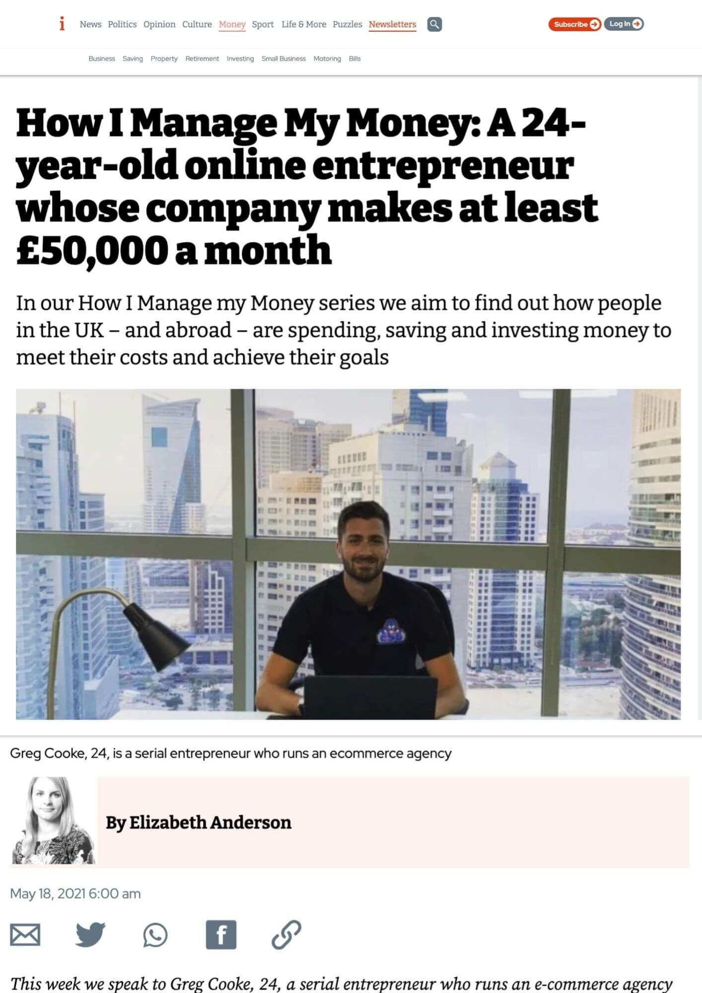 iNews press coverage of the founder