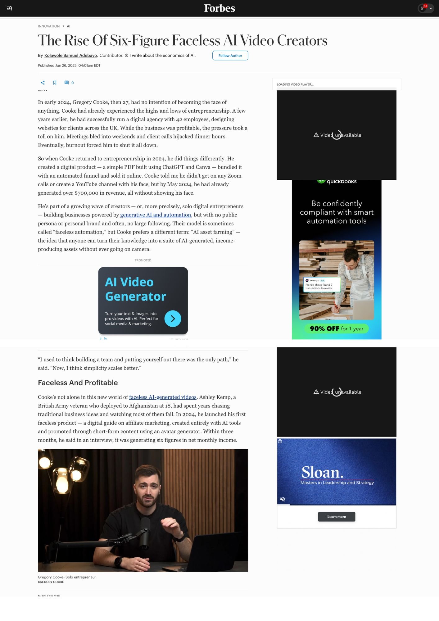 Forbes press coverage of the founder